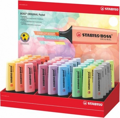 Szövegkiemelő display, 2-5 mm, STABILO "BOSS Pastel", vegyes pasztell színek