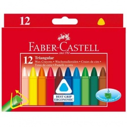 Zsírkréta, háromszögletű, FABER-CASTELL , 12 különböző szín