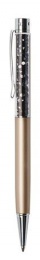 Golyóstoll, arany, felül fekete SWAROVSKI® kristályokkal töltve 14 cm, ART CRYSTELLA®
